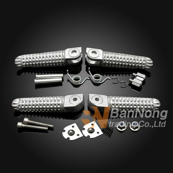 

motorcycle silver front&rear footrests foot pegs for yamaha fzr600 yzf600 yzf-r1 yzf-r6 r6 r1 mt09 mt-09