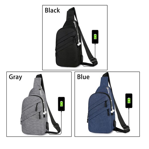 

men chest bag earphone hole portable adjustable straps washable outdoor wear resistance cross body lightweight waterproof oxford