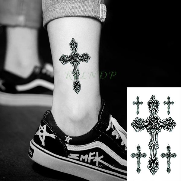 Impermeables Pegatinas De Tatuaje Temporales Cruz Tótem Tribal Falso