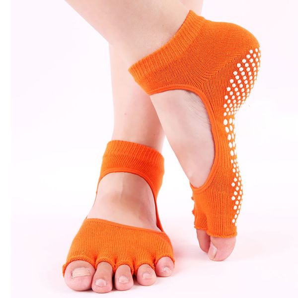 

women yoga socks five toe anti-slip pilates sock high elastic breathable colorful fashion female girls gym fitness sports socks, Black