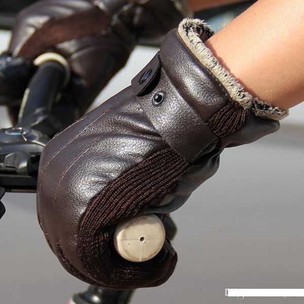 

зимние мужские golves открытый сгущаться тепловое кожаные перчатки для man перчатки мотоцикла вождения рукавицы водонепроницаемый коричневый, Blue;gray