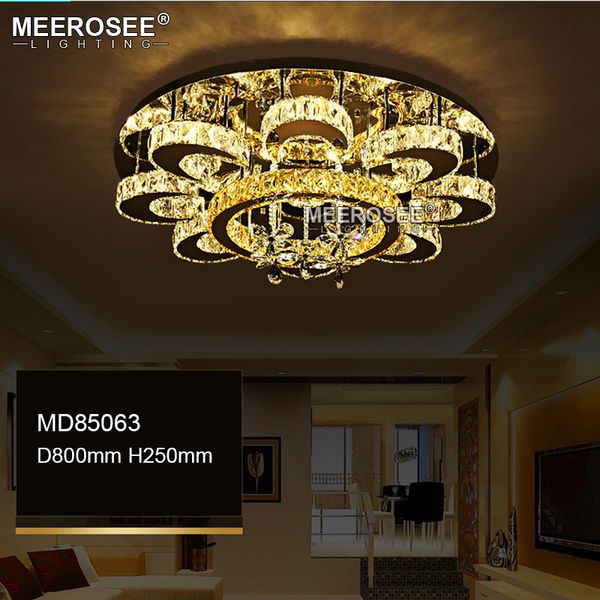 

luxury flower shape crystal chandeliers lighting fixtures round lustres living room l lamp led light flush mounted