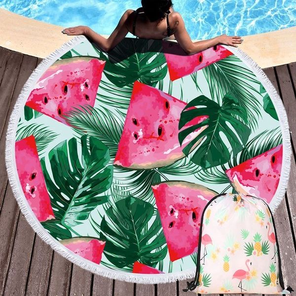 

pineapple watermelon printing beach towel with tassel home decorative casual wall tapestry couch bed knee blanket