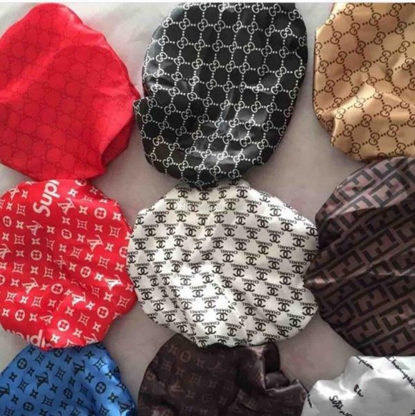 

2020 new durag headband women stretch sleep bonnet hat scarf silky bonnet chemo beanies caps cancer headwear head wrap hair accessories, Blue;gray