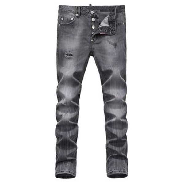 

men distressed ripped jeans fashion designer straight motorcycle jeans causal denim pants streetwear style mens jeans sql19, Blue