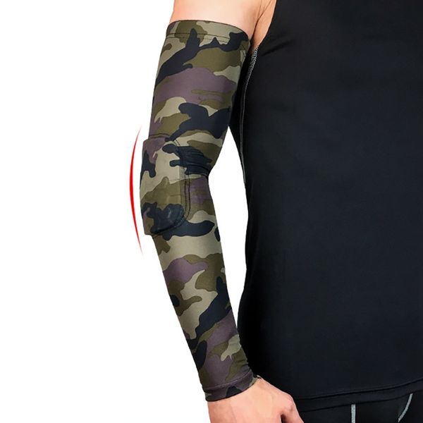 

1pc camouflage sports elbow pads basketball volleyball elbow protector arm sleeve support brace arm warmers, Black;gray