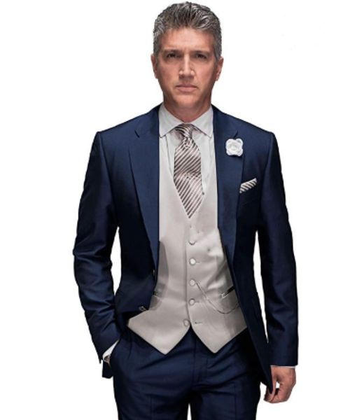 

custom made wedding suit navy blue fathers suit 2018 groom tuxedos mens groomsmen ( jacket+pants+vest+tie, White;black