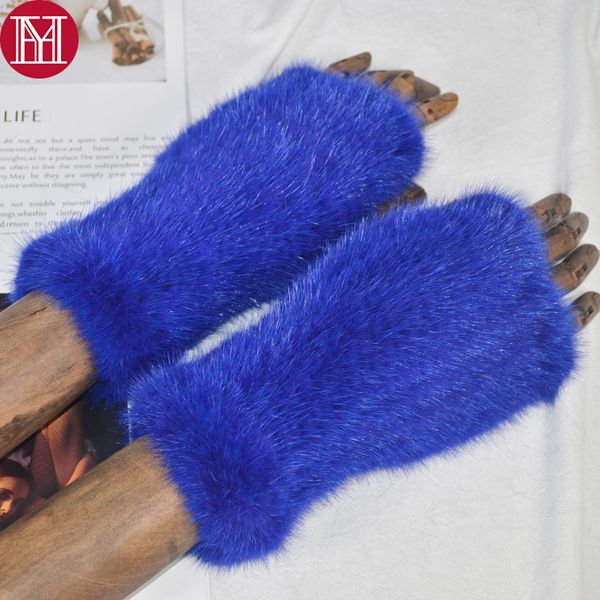 

winter lady real gloves handmade real knitted fingerless gloves women strong elastic mittens, Blue;gray