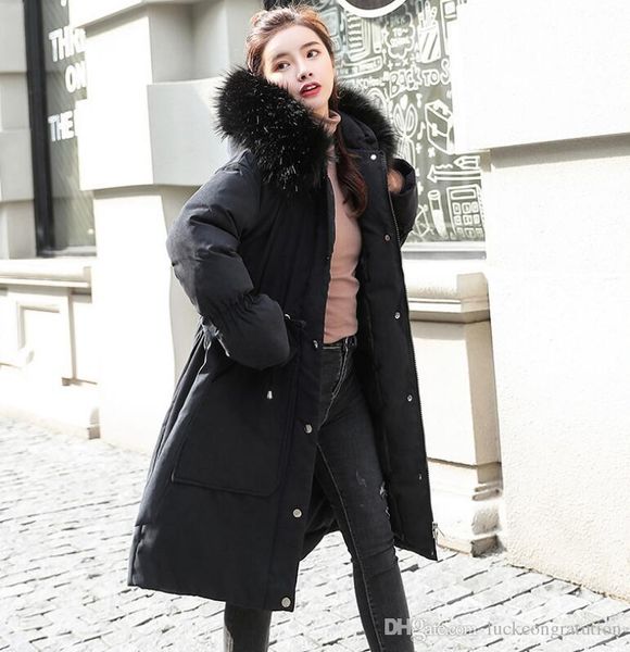 

бесплатная доставка зима куртки хлопка 2019 новые вниз хлопок проложенного длинного хлеба хлеб пальто корейской версию рыхлого зимнего пальт, Black