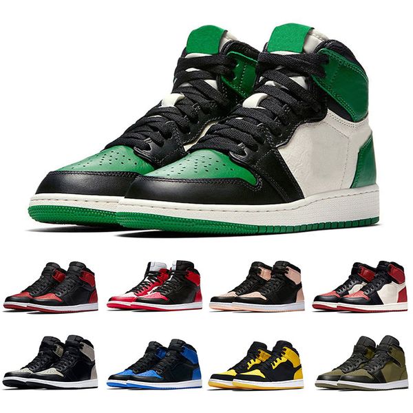 

2020 wholesale jumpman 1 men women basketball shoes 1s og high sneakers pine green new love gold chicago sports sneakers trainers