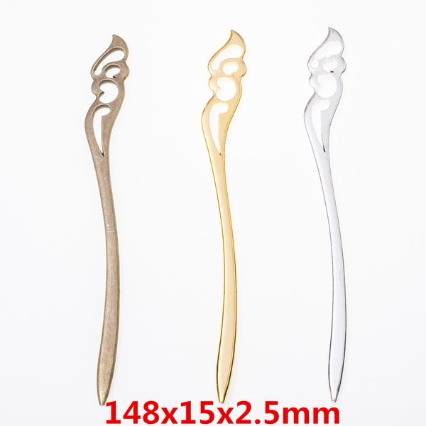 

10pcs 148*15mm antique bronze vintage silver decorative hair stick gold hairstick hairpin ethnic hairwear hair jewelry bookmark, Golden;white