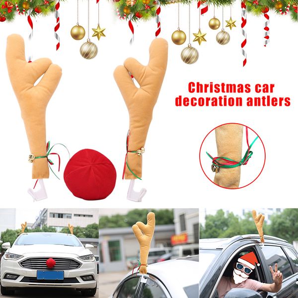 

reindeer antlers with bell red nose ball car truck christmas decoration m8617