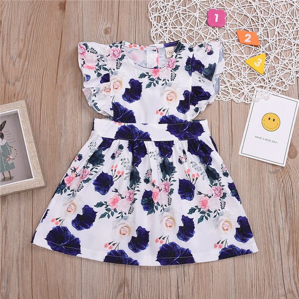 

summer baby girls dresses 6m-4y girl sleeveless flower dress printed skirts princess dress kids designer clothes girls jy483, Red;yellow