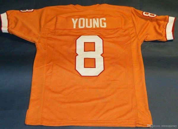 

retro #8 steve young custom s-5xl,6xl jersey orange mens stitching s-5xl,6xl football jerseys running, Black;blue