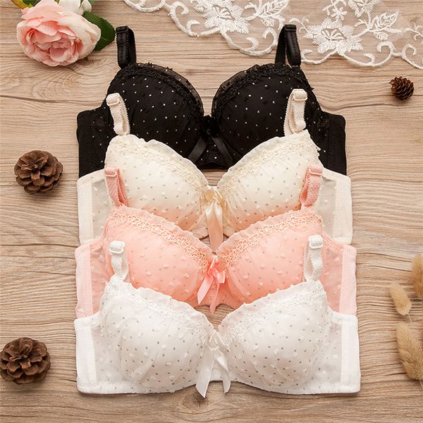 

cute bras for women lady girl push up bra elegant lingerie lace polka dot bralette underwear padded seamless bustier top