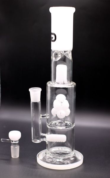 Bong in vetro super pesante Narghilè spessore 9 mm Pipa ad acqua in giada bianca tre dimensioni alta bong in vetro da 14 pollici Giunto da 18,8 mm