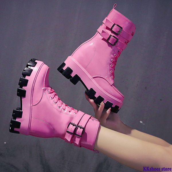 

women's mid-calf boots fashion candy color patent leather girl shoes 2020 winter autumn high heels boots for woman winter shoes, Black