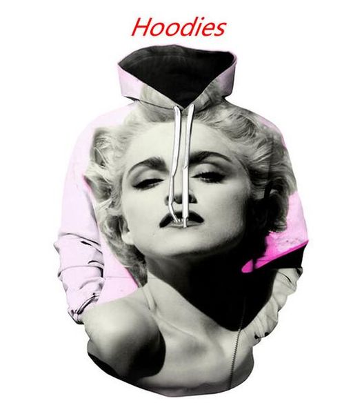 

new fashion women / men marilyn monroe casual 3d printed crewneck sweatshirts hoodies sportwear coat ff0283, Black