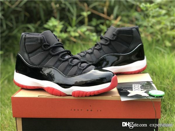 

2019 released authentic air 11 bred retro black true red white noir 815jordan 11s real carbon fiber 378037-061 men basketball shoes sneakers