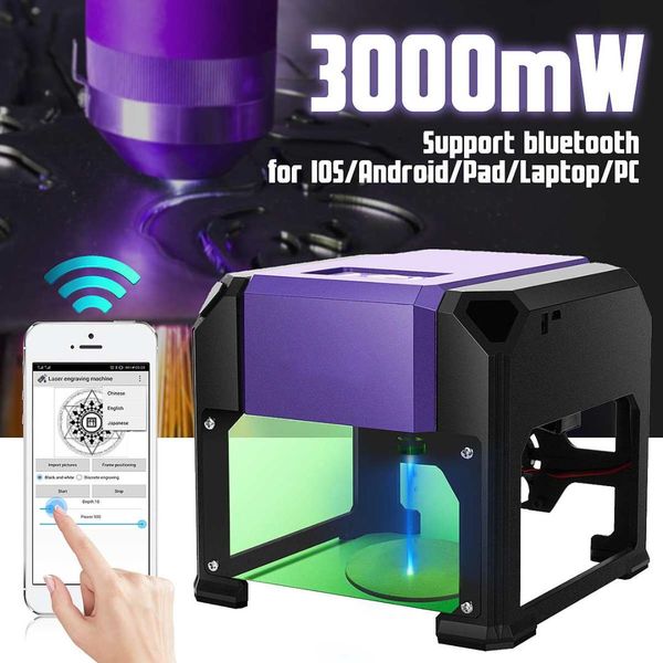 

new upgrade 3000mw purple cnc laser engraving hine ac 110-220v diy engraver deskwood router/cutter/printer