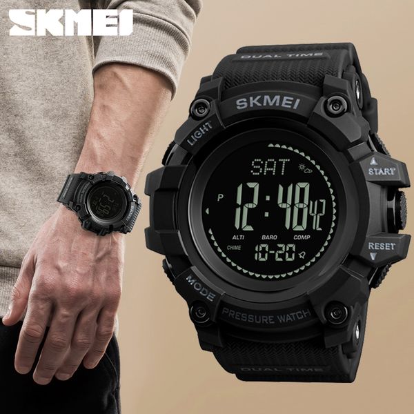 

new mens sports watches skmei brand outdoor digital watch hours altimeter countdown pressure compass thermometer men wrist watch, Slivery;brown
