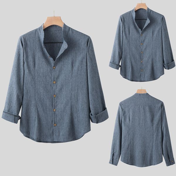 

men's casual shirts men shirt long sleeve camisa masculina fashion mens needle show autumn fit cotton round blouse s-2xl, White;black