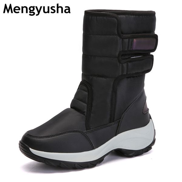 

2019 winter high tube female snow boots plush warm shoes large size 35 to big 42 easy to wear white shoes women boots, Black