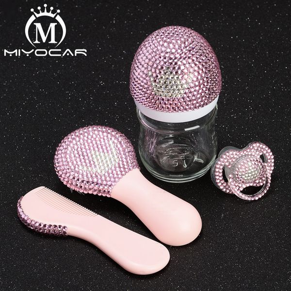 

miyocar beautiful set all handmade safe baby comb bling pink pacifier and bling baby bottle for shower gift
