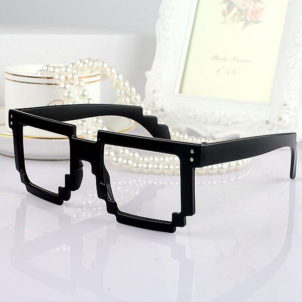 

deal with it glasses frame pixel optical glasse women men degree clear transparent eyeglasses women's men's frames, Silver