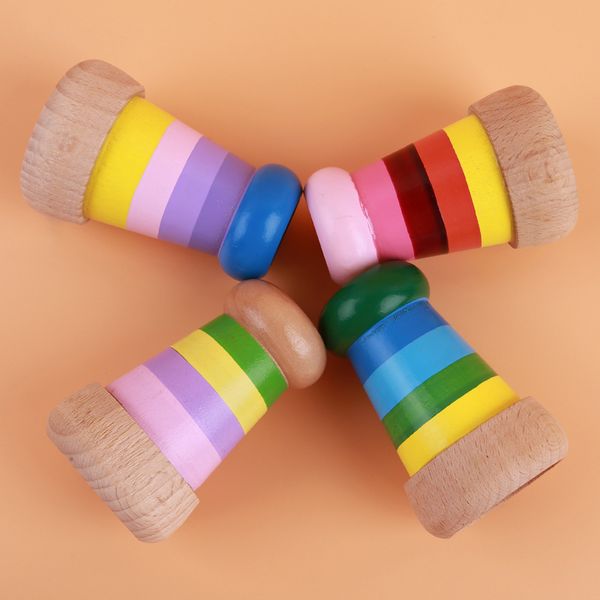 

rainbow wooden magical mini kaleidoscope bee eye effect polygon prism children toy