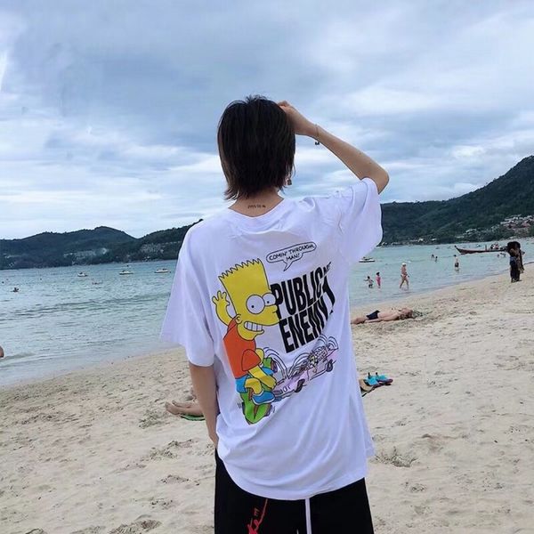 

19ss Luxury American High Quality Car Simpson Skateboard Public Enemy Oversize T-shirt Fashion Mens Designer Women T Shirt Casual Tee