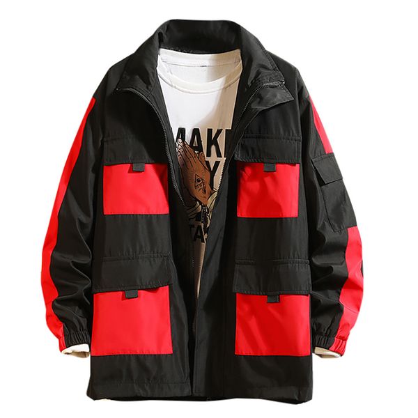 

jaycosin men's coats autumn winter fashion men patchwork outwear coat man color collision jackets male polyester zipper jacket, Black;brown