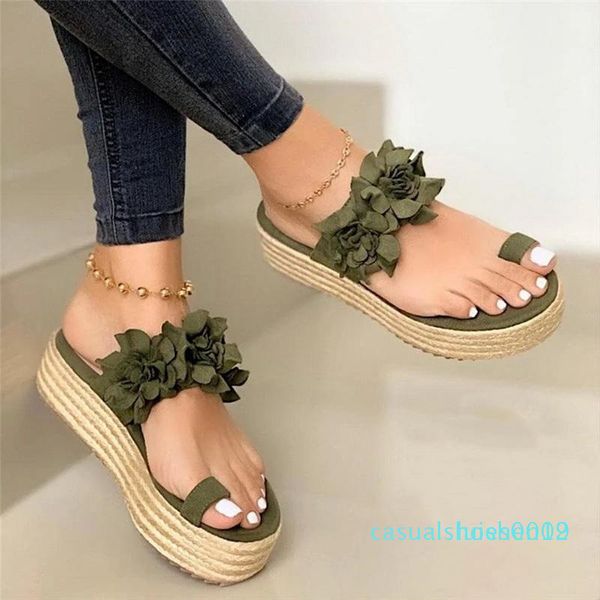 

woman platform slippers flower slippers casual beach flip flops sandals women sandals summer high heelmateria c19, Black