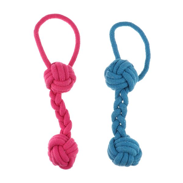 

2pcs dog puppy pet chew toy knot braided rope strengthen teeth ball toy
