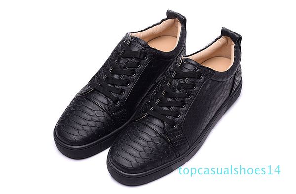

mens womens low snakeskin red bottom flat casual luxury shoes for men women brand new comfort designer skate sneakers 14t, Black