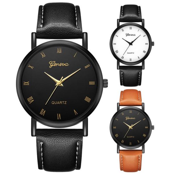 

мужчины женщины часы простой стиль кожа кварцевые наручные часы моды платье дамы подарки часы +2018 a1, Slivery;brown