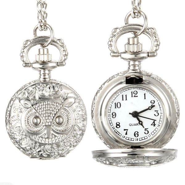

fashion men women vintage quartz pocket watch sweater chain watches necklace owl pendant clock gifts ll@17, Slivery;golden