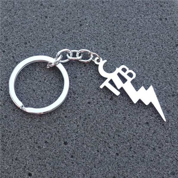 

tcb elvis presley keychains stainless steel pendant keyrings for men women jewelry, Silver