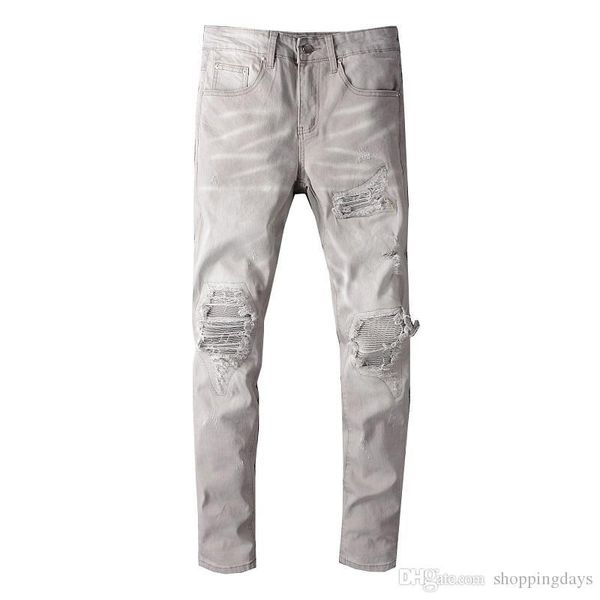 

конструктор джинсы проблемные рваные штаны мотоцикл soldier mens slim fit denim straight серый байкер hip hop узкие джинсы для man ami 2020, Blue