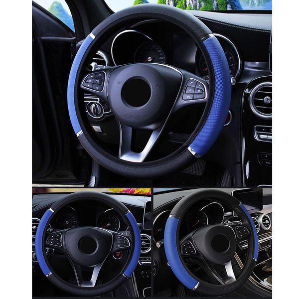 

pu leather steering wheel cover anti-slip protector fit 38cm/15inch 5 colour au
