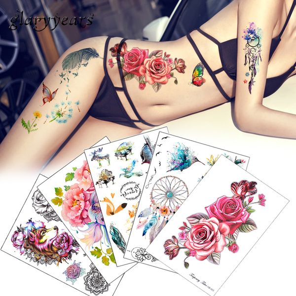 Acheter Fleur Oiseau Decal Faux Femmes Hommes Bricolage Henné Body Art Conception De Tatouage Hb556 Branche Darbre De Papillon Vivid Autocollant De