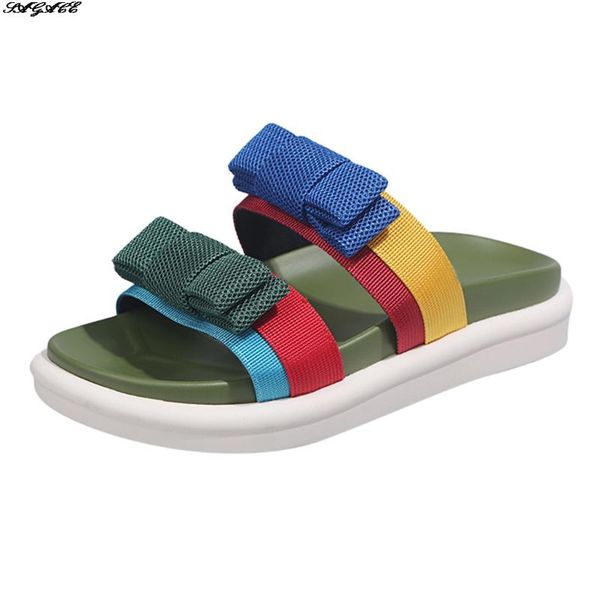 

slippers sagace shoes ladies summer women fashion waterproof outdoor color matching bows 2021, Black