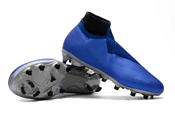 

2019 men knitted fg/ag football shoes outdoor vision college mg shadow series blue football boots