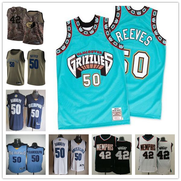 

женщины пользовательского мужских memphis гризли 42 лоренцен райт 50 bryant reeves зеленый пережиток баскетбол издание нба джерси, Black