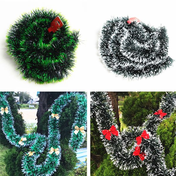 

200 cm christmas decor mall bar ribbon garland streamers christmas tree ornaments white green cane tinsel party supplies