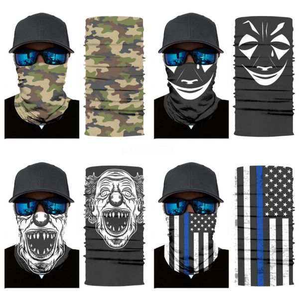 

national flag magic skull scarf men cycling seamless head scarves outdoor sports headband neck warmer bandanas face mesh#638, Blue;black