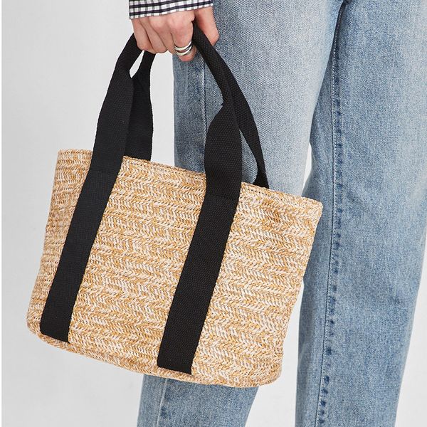 

women straw bag casual tote woven bags rattan shoulder bag women handbag summer beach bags d20
