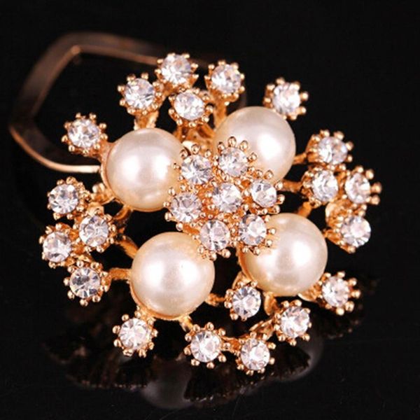 

fashion women large brooches lady snowflake imitation pearls rhinestones crystal wedding brooch pin jewelry accessorise, Gray