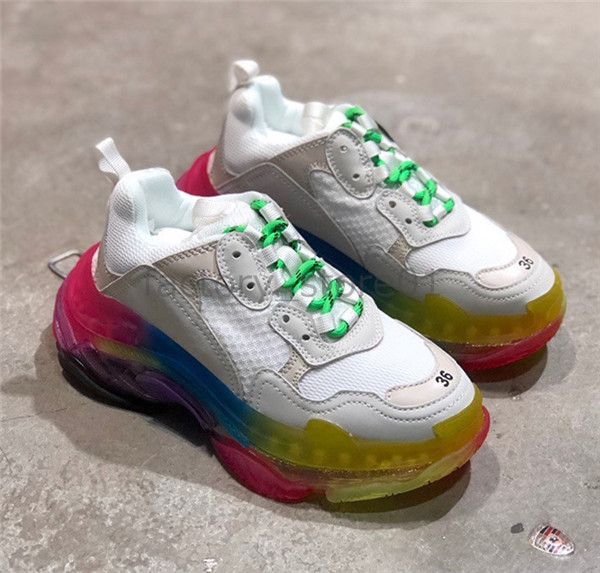 

paris color crystal bottom triple-s leisure shoes luxury dad shoes rainbow triple s sneakers for men women vintage kanye old grandpa trainer, Black