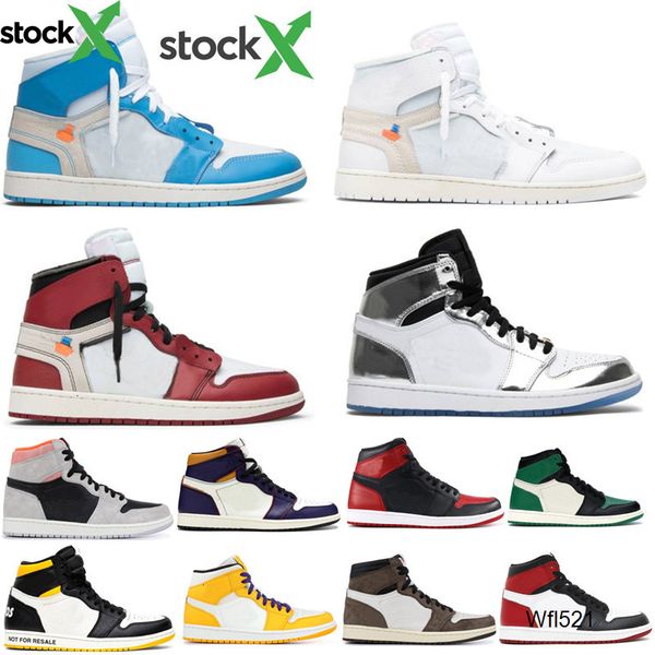 

1s mid og 1 top 3 человек-паук трэвис скоттс низкий бесстрашный обсидиан женщины мужские баскетбольные туфли запрещены разводить носок чикаг, Black